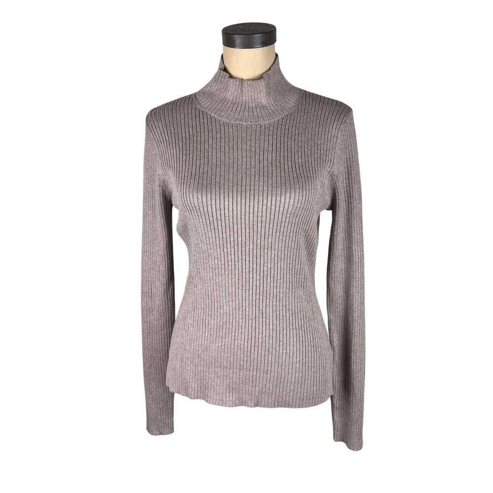 Gentle Fawn Arlen Ribbed Mock Neck Sweater Taupe Mauve GF2410-3080 Large Womens